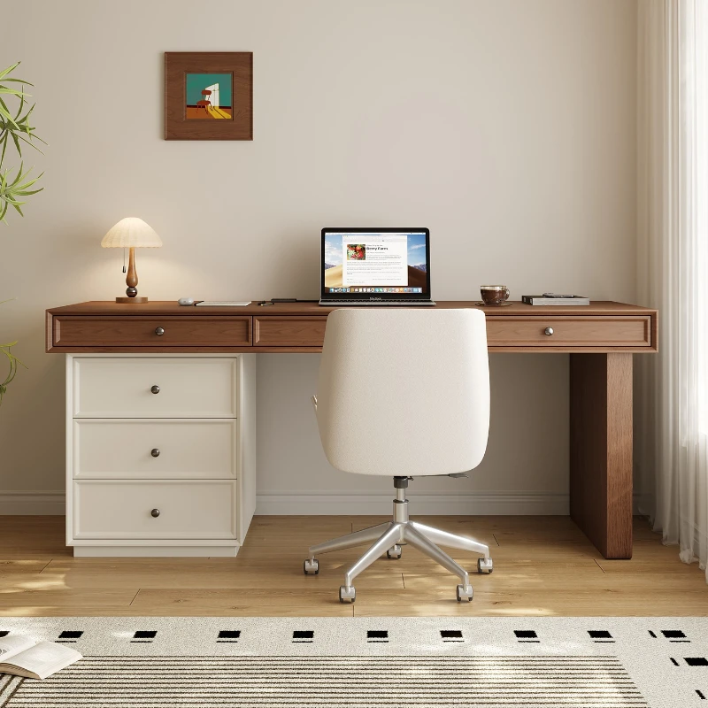 

New Chinese-style solid wood desk, home office drawer-style writing desk, computer study work with drawers