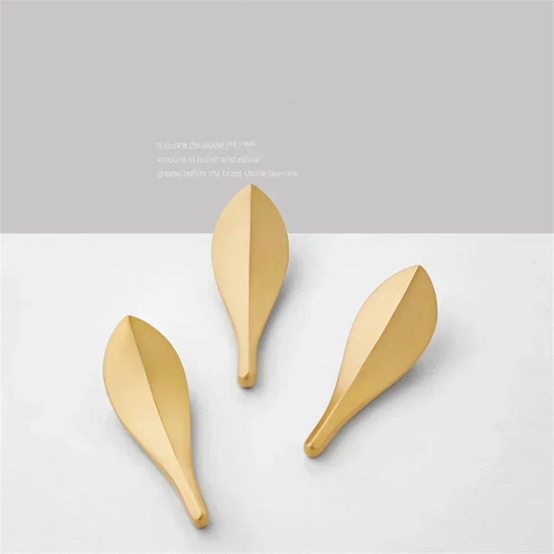 Golden Leaf Shape Drawer Knobs Kitchen Cabinet Handles Light Luxury Cabinet Creative Personality Home Handles For Furniture