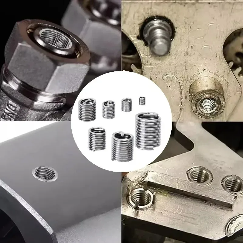 Sarung Ulir Kawat Baja Tahan Karat Tipe Helikal, Kit Perbaikan Ulir Berbentuk Spiral, Alat Pengencang Ulir Kawat