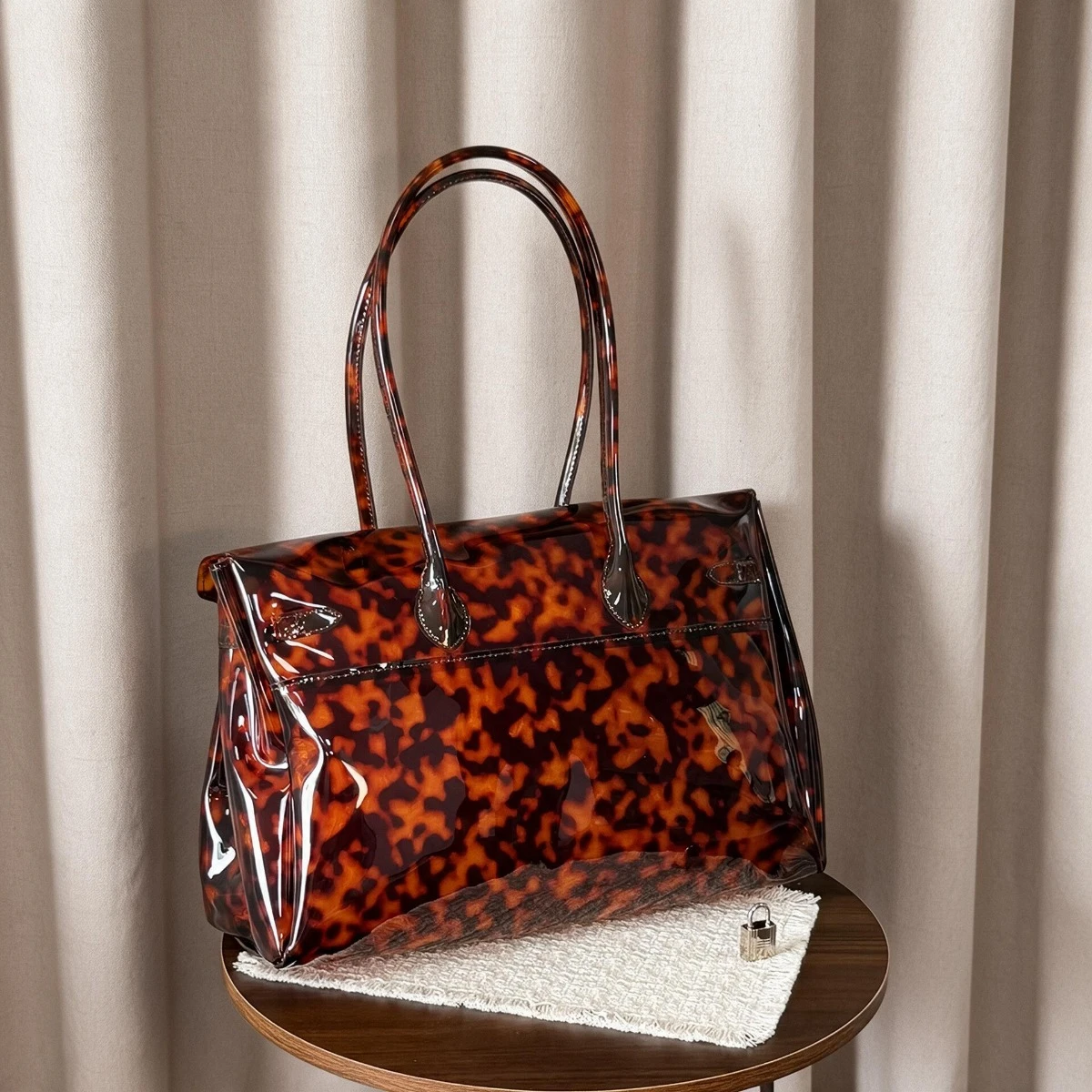 Crocodile Leather Jelly Bag 2026 New Transparent Women's Tote Handbag Tortoiseshell Fashionable Simplicity Casual Women Bag