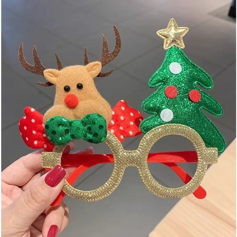 1 قطعة إطار نظارات زينة عيد الميلاد الأيائل مضحك ترتد دي الأطفال زوجين طالب حفلة عيد الميلاد فستان إطار نظارات