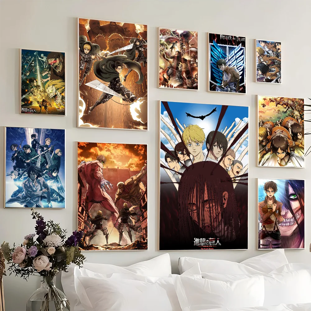 Attack on Titan Classic Vintage Posters Vintage Room Bar Cafe Decor Stickers Wall Painting