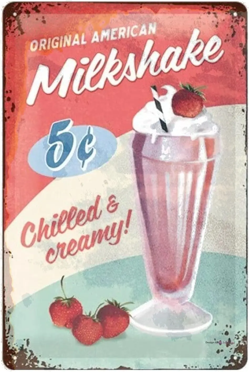 Gabriella Hunter Tin Sign Retro, USA – Milkshake – Gift Idea for USA & Diner Fans, Metal Plaque, Vintage De for Wall Decora sign