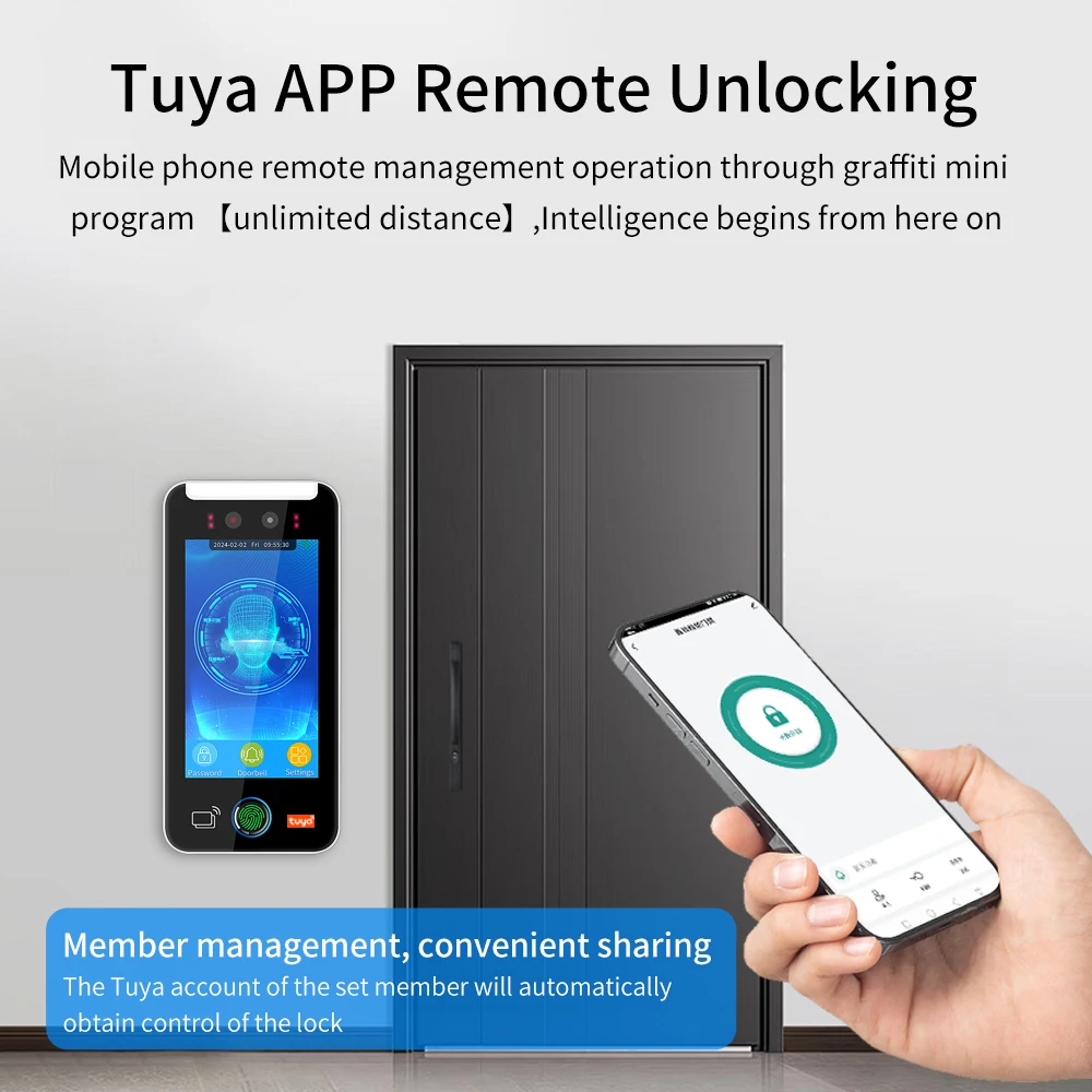 5Inch Video Intercom Door Bell Face Recognition Wifi Support Tuya APP Access Control Employee Time Attendance Free Cloud API MQT