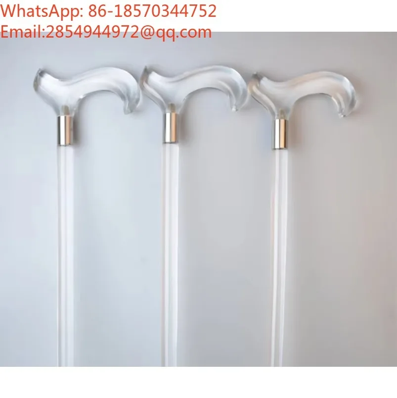 2027     Crutches Crystal Canes Crutches Elderly Canes Acrylic Outdoor Crutches Wooden Non-slip