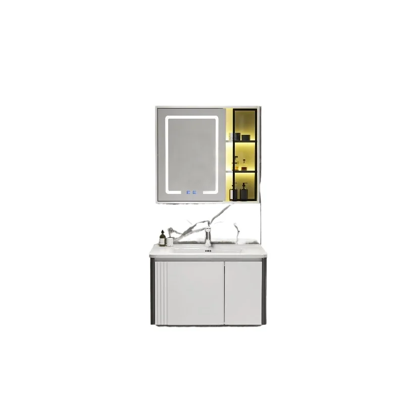 أثاث الحمام الغرور بالوعة واحدة ومزدوجة مرآة حمام الفندق حوض غسيل غرفة النوم