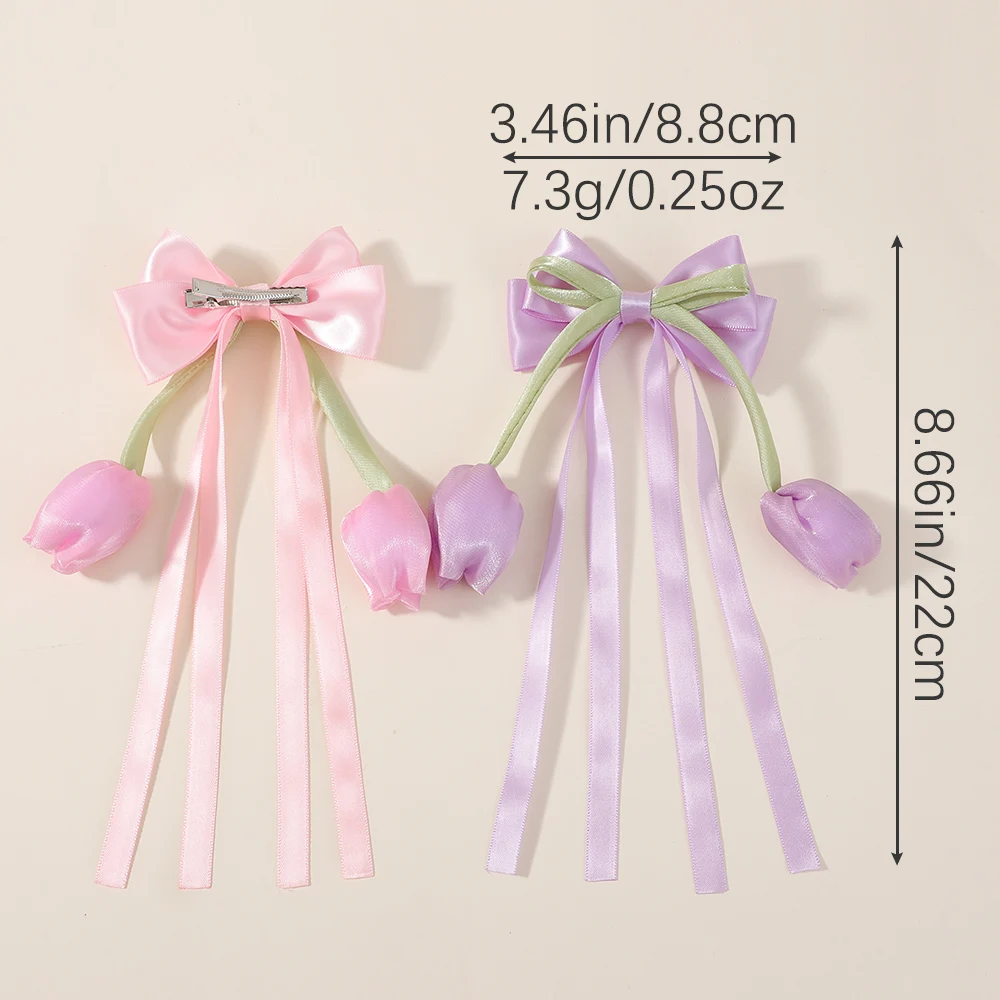 Hurtownia 1Pcs/lot Ballet Style Girl Bow Long Ribbon Hair Clip Sweet Girl Half Tied Hair Headwear Style Fashion Hair Accessories — zdjęcie 7