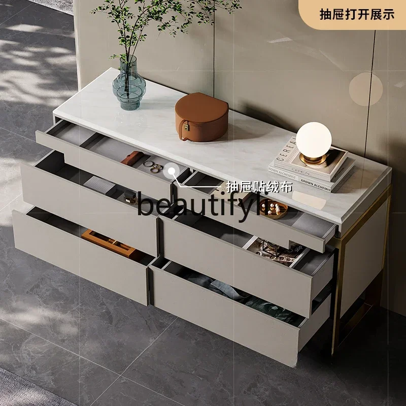 

Light luxury six-bucket dining side cabinet Italian high-end TV cabinet storage bucket cabinet