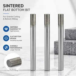 Shank 4-10mm Straight Engraving Cutter Sintered Diamond Router Bits for Granite Bottom Milling Cutting Stone CNC Tools Endmill