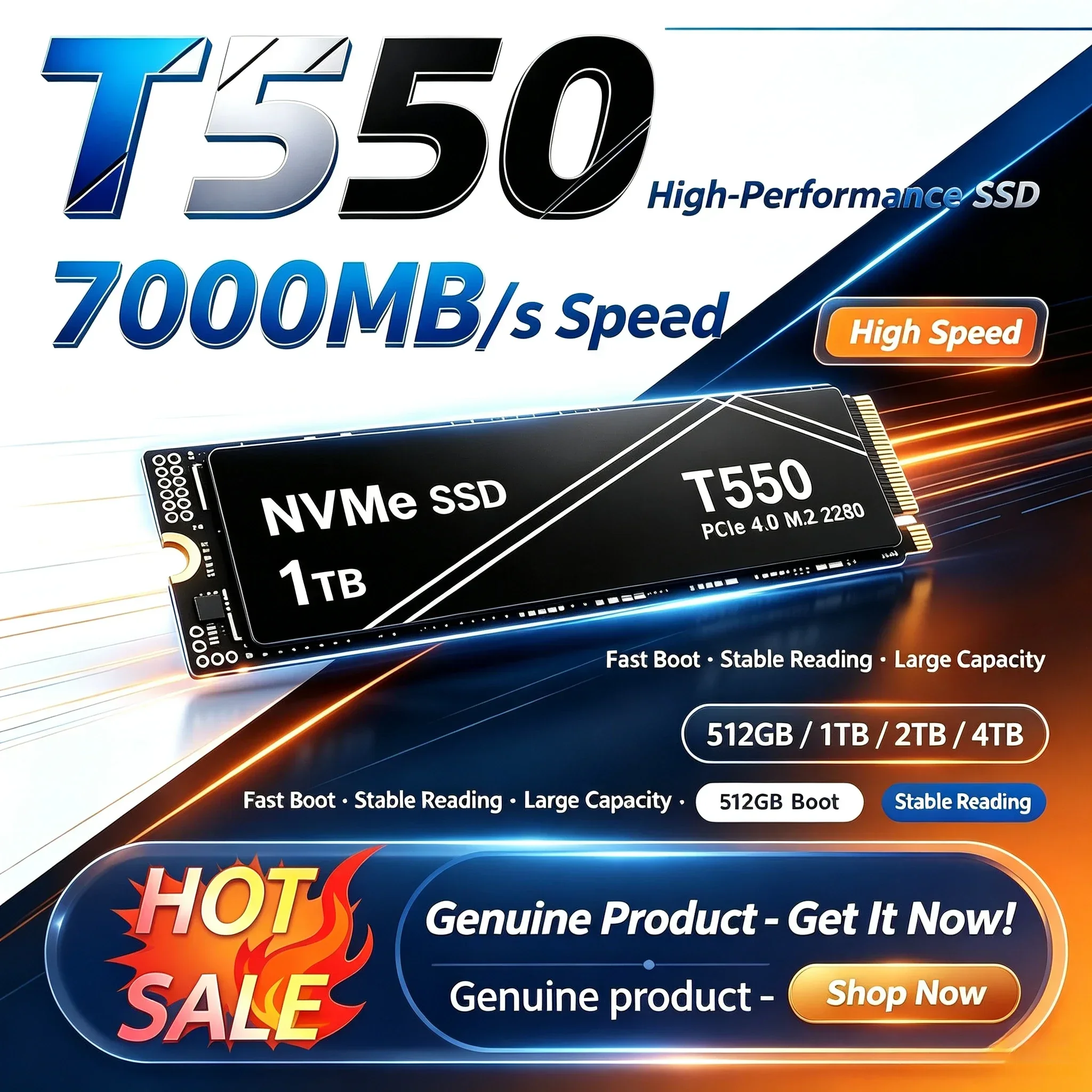 New T550 1TB 2TB 4TB NVMe PCIe Gen Internal SSD Solid State Drives for Gaming Desktops, Laptops and PlayStation 5.