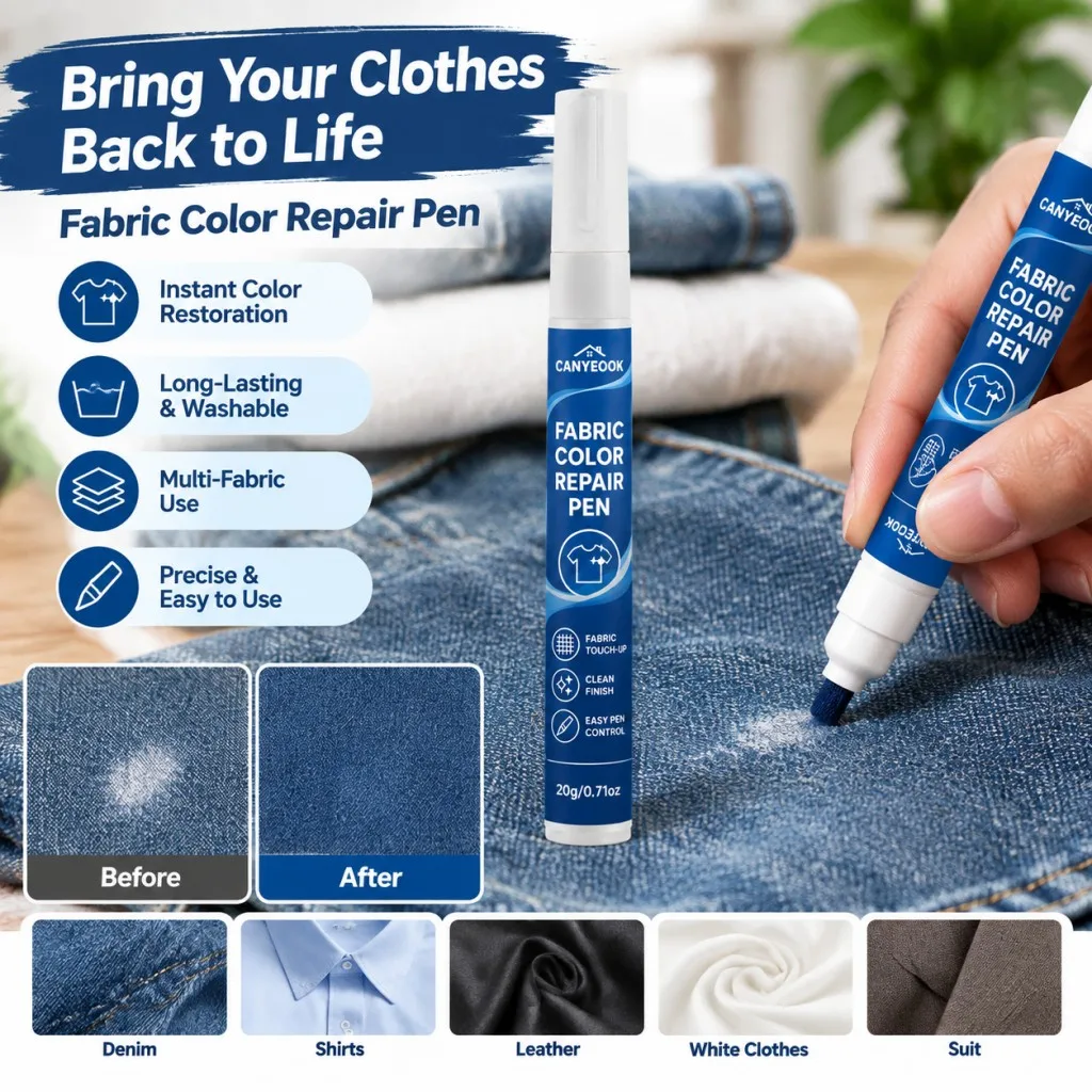 CANYEOOK Fabric Repair Color Pen White 20g Permanent Wash-Resistant Marker for Clothes Leather