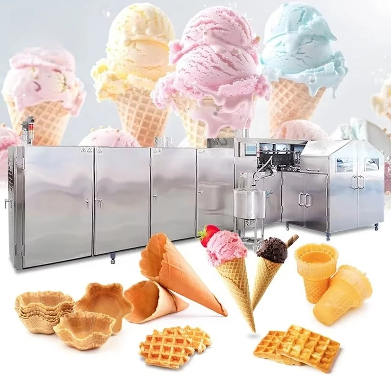 Customized Automatic Full Sugar Biscuit Wafer Production Line Crispy Texture Ice Cream Waffle Cone Maker Industrial Top Selling