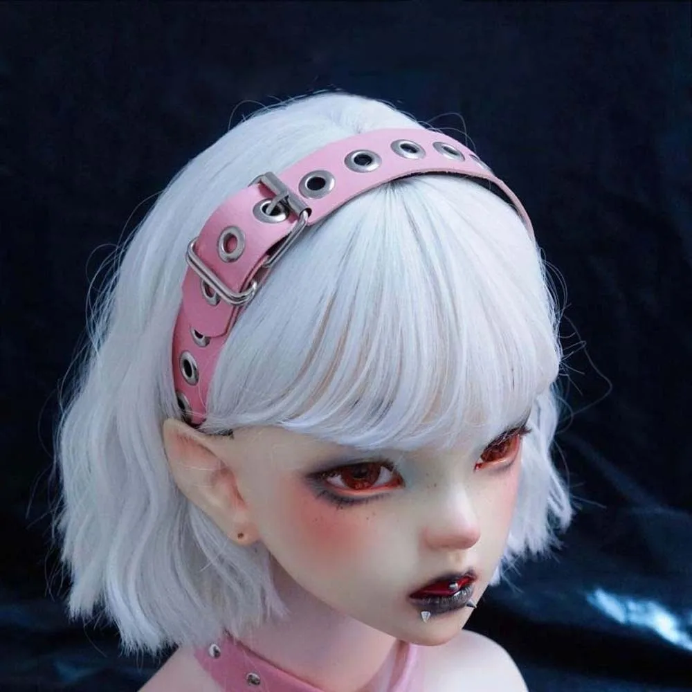

Metal Hollow Out Steampunk Hair Hoop Y2K Gothic Punk Rivet Headband Rock-inspired Headwear Leather Buckle Hairband Cosplay