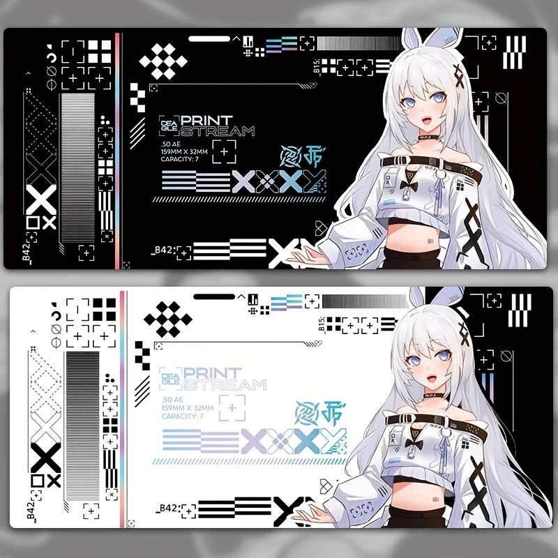 Schwarz-weiße Gaming-Matten, großes Mauspad, 450 x 900, PC, Computer, Tastatur, XXL, Schreibtischunterlage, Büro, Innenausstattung, Zubehör, Teppich