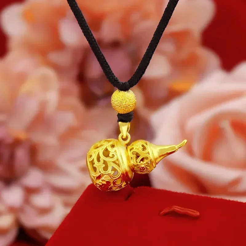 Eldorado Gold  9999 Real Gold 24K Fashion Women's Gold Edition Ethnic Style Ancient Gourd Pendant Women's Clavicle Pendant