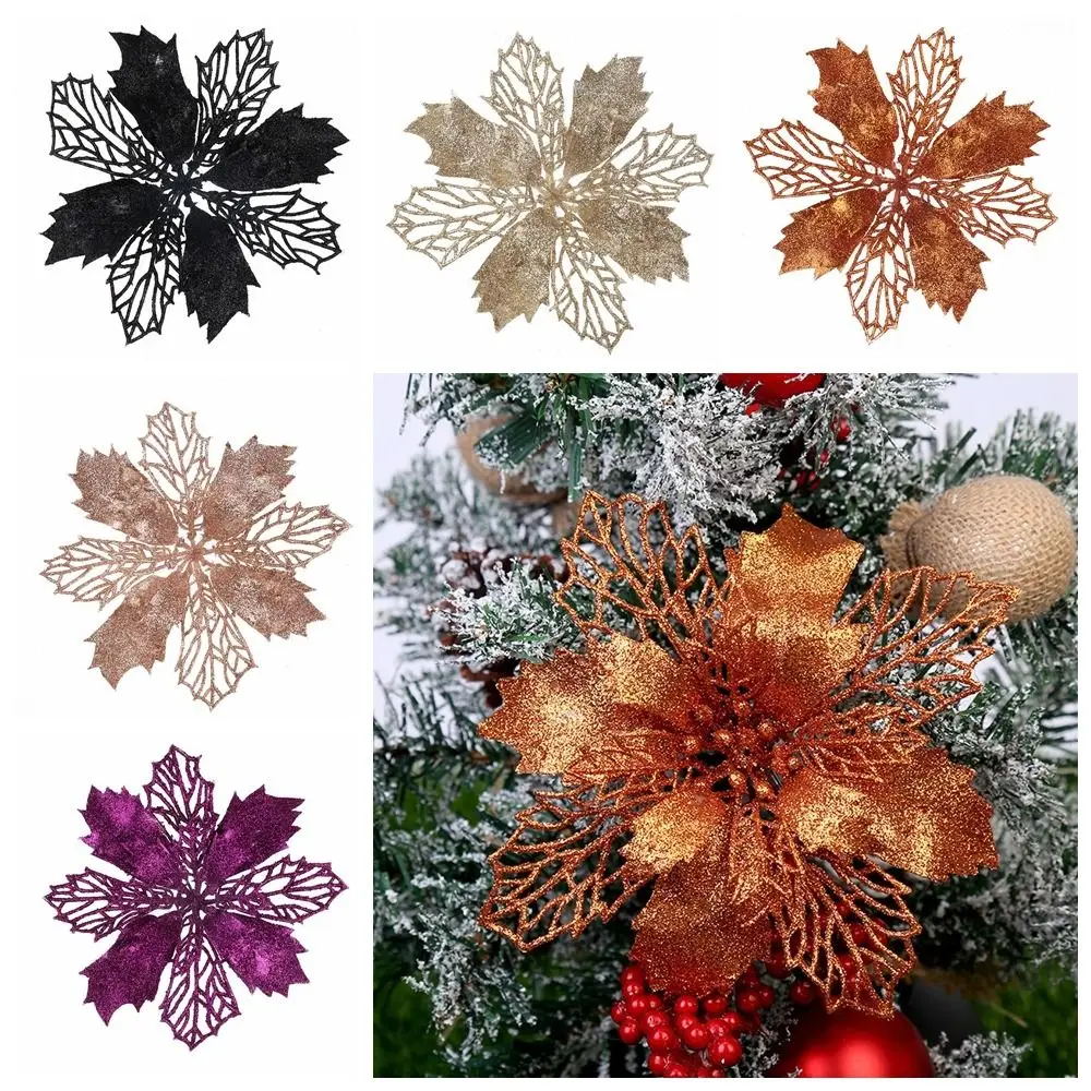

Creative Multi-color ChristmasTree Ornament Plastic Hollow Artificial Hollow Flowers Romantic Xmas Tree Pendant Party Decor