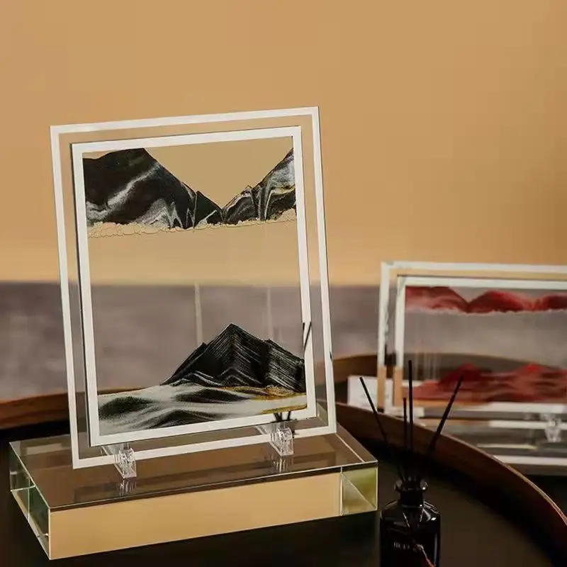 7 Zoll 3D Moving Sand Art Bild Glas Tiefsee Sandlandschaft Sanduhr Treibsand Handwerk Fließender Sand Malerei Büro Home Decor Geschenk