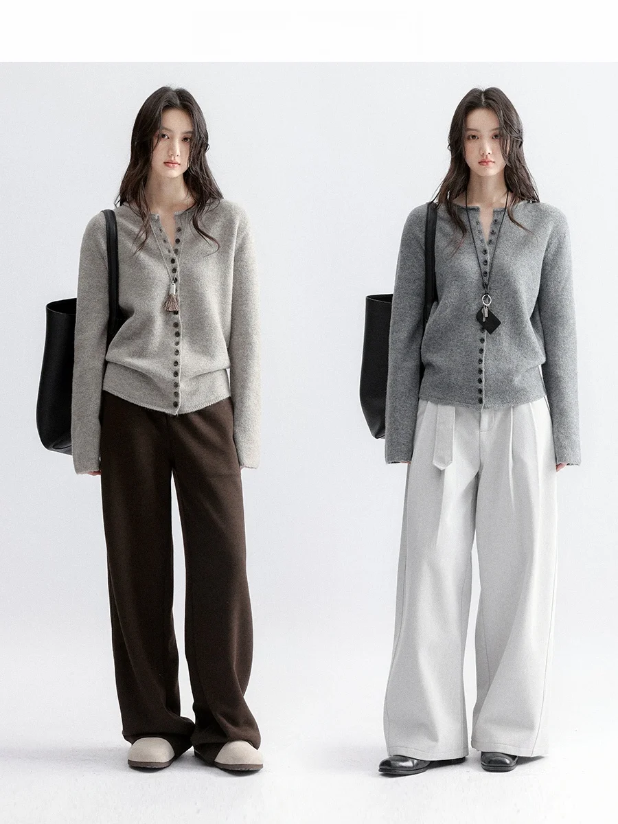 

CHACHA, сшитый вручную коврик с несколькими пуговицами, повседневный трикотаж, женский зимний мягкий уютный длинный свитер свеч V-Ne с манжетами