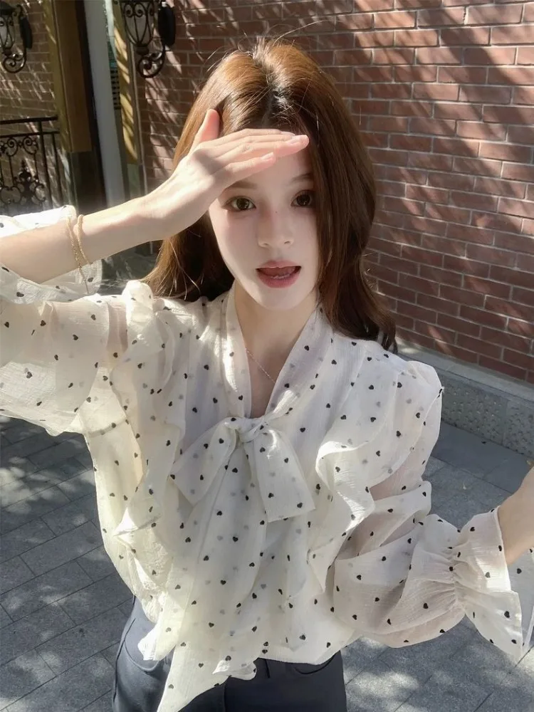 

Блузки женские модные во французском стиле в горошек шикарные темпераментные летние элегантные женские универсальные Blusas Mujer винтажные повязки