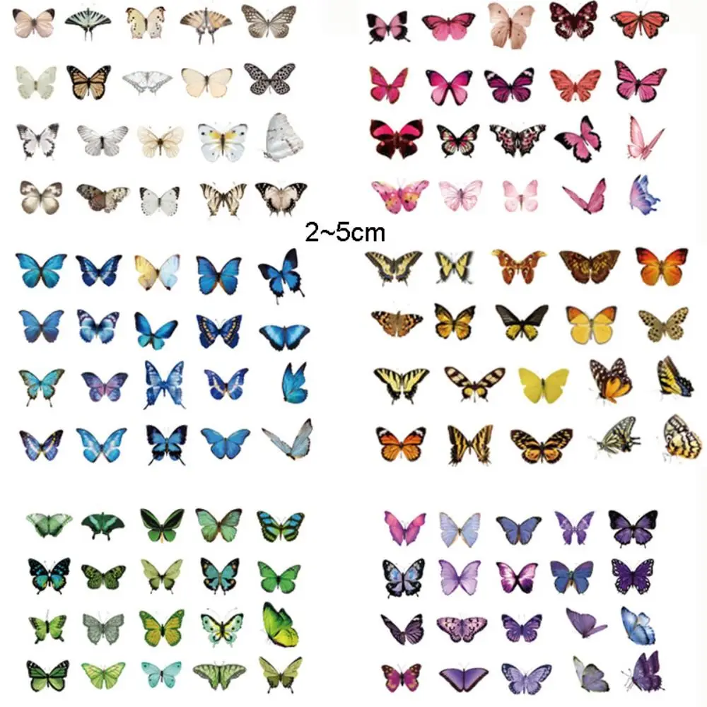 40 قطعة فراشة ملونة سجل القصاصات ملصق خمر INS نمط القرطاسية ملصق مقاوم للماء PET المحمول ملصق سكرابوكينغ