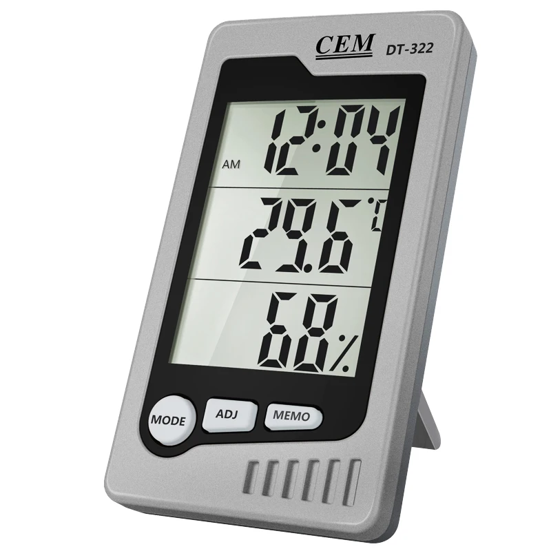 

CEM DT-322 Home Desktop HD LCD Temperature and Humidity Meter Customizable OEM & ODM Supported