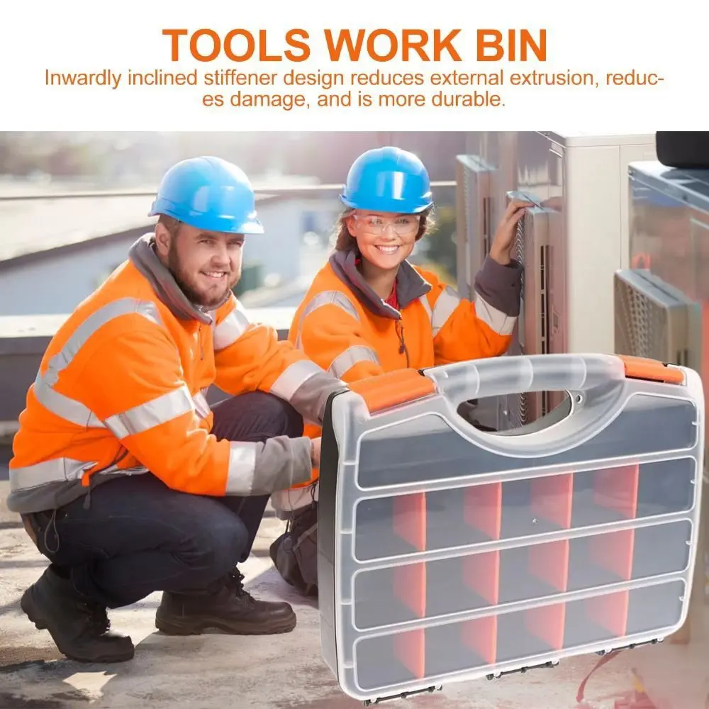 15 Grids Screw Storage Box Plastic Adjustable Compartment Hardware Parts Storage Case Clear Detachable Tool Box Organizer