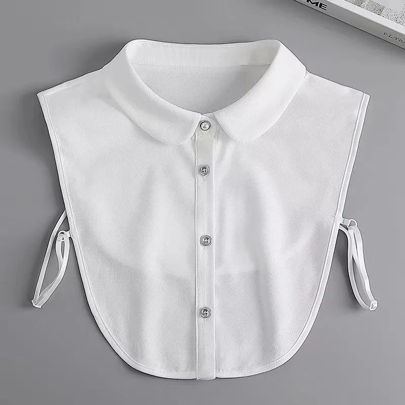 Chiffon Fake Collar 4 Season Universal White Pointed Neck Round Neck Lace Ear Edge Standing Collar Ties