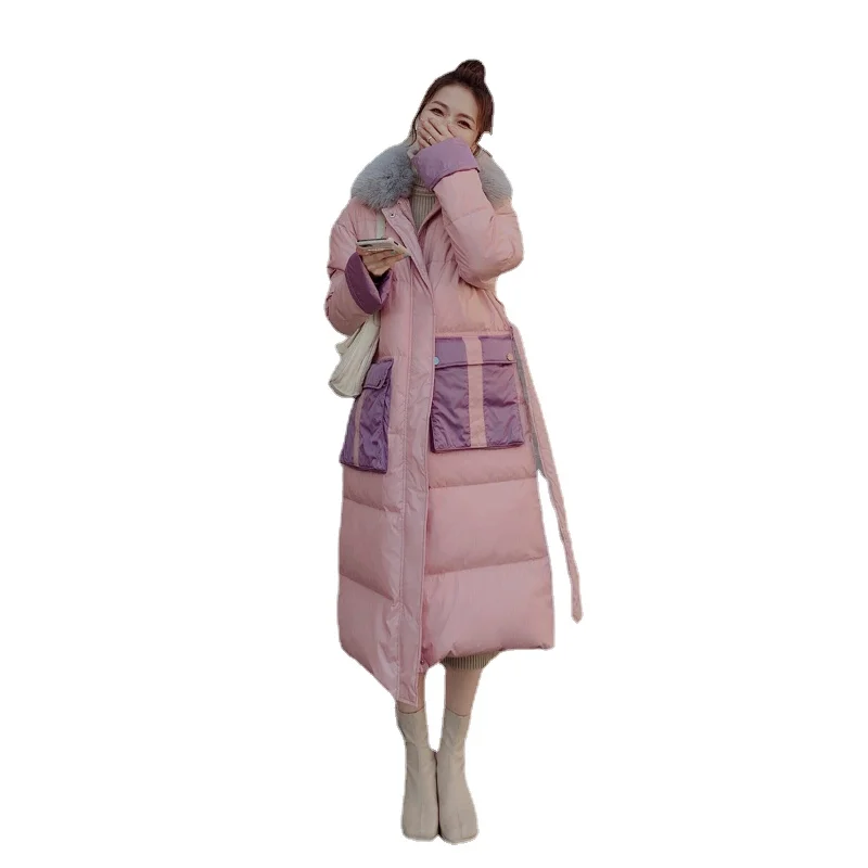 2023 Winter New Fashion Large Fur Collar Women Down Cotton Coat Thickened Long CottonCoat Windproof Snow Wear Overcoat