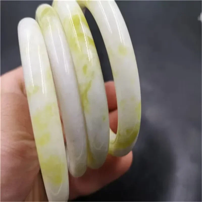 Natural ivory White Hand Carved Wide round bar Jade Bracelet Fashion Boutique Jewelry Men's and Women's Bracelet Accessories