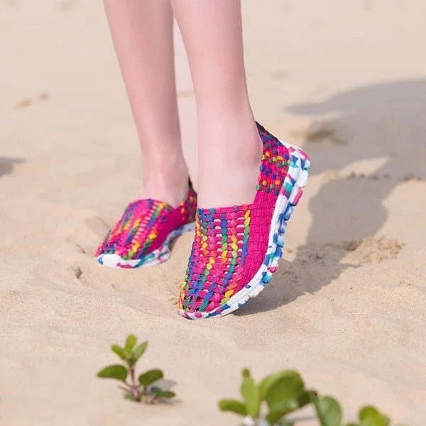 Sneakers Woven Shoes, Sandal Womens Summer Fashion Woven Soft Sandals Casual Sport Shoes(Size : 35-41)
