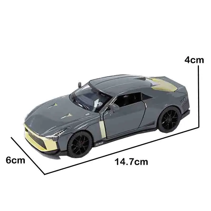 1: 32 Nissam GTR-50 liga modelo de carro alta simulação diecasts brinquedo com som e luz puxar para trás veículos decoração brinquedos para criança