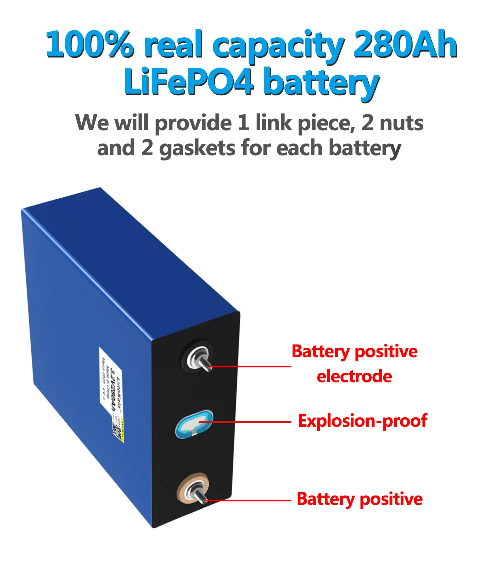 1 قطعة LiitoKala 3.2 فولت 280Ah Lifepo4 بطارية لتقوم بها بنفسك لوحة طاقة شمسية قوة البنك 12 فولت 24 فولت 48 فولت التخييم بطارية احتياطية قابلة للشحن مع بسبار