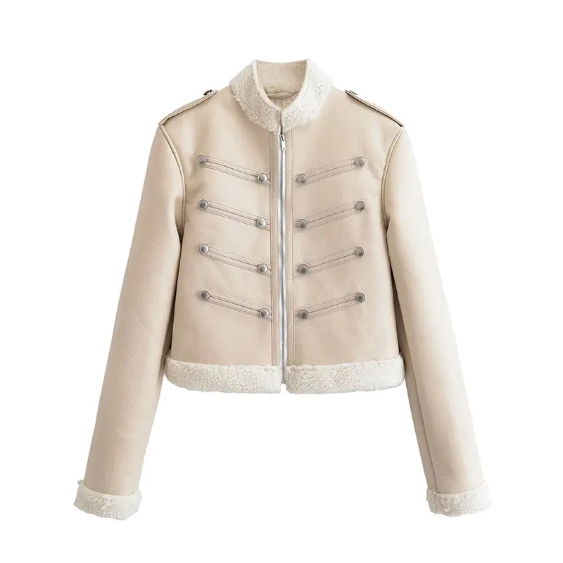 NLZGMSJ 2026 Autumn Coat Warm Loose Integrated Leather Fur Button Decoration Clothes Women's Winter Jacket Short Outerwear