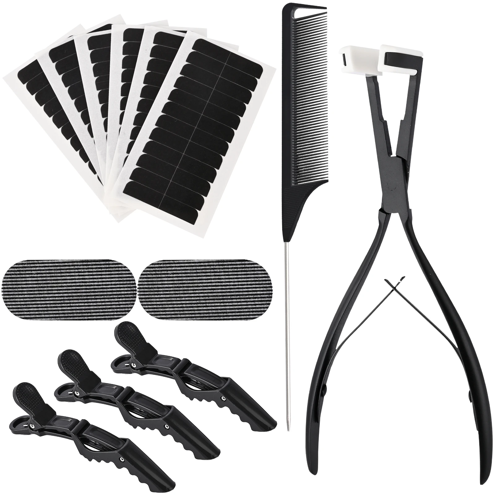 

FOSHIO Flat Surface Sealing Hair Extension Plier Tools Squeegee Wigs Weft Clip Holding Pads Tape In Sticker Hair Extensions Kit