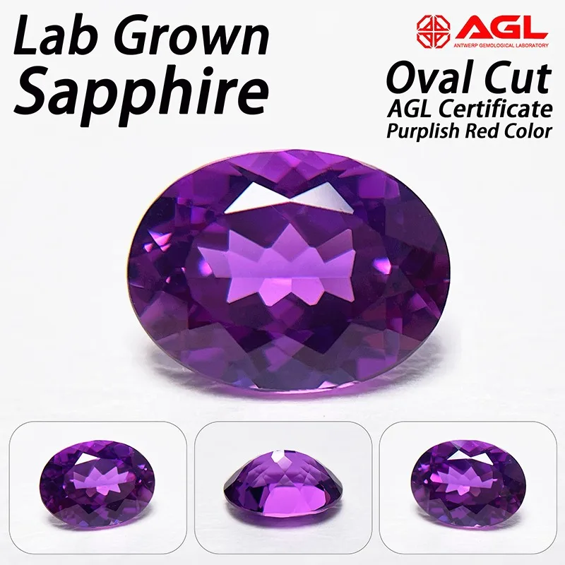 

Lab Grown Sapphire Oval Cut Purplish Red Color DIY Charms Jewelry Making Rings Pendant Main Materials Selectable AGL Certificate