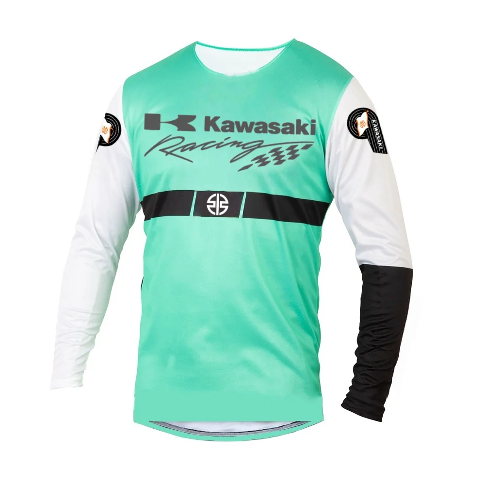 

Kawasaki Men's Long Sleeved T-shirt Breathable Cycling Shirt, Suitable for Mountain Biking, Running, and Hiking Quick Drying