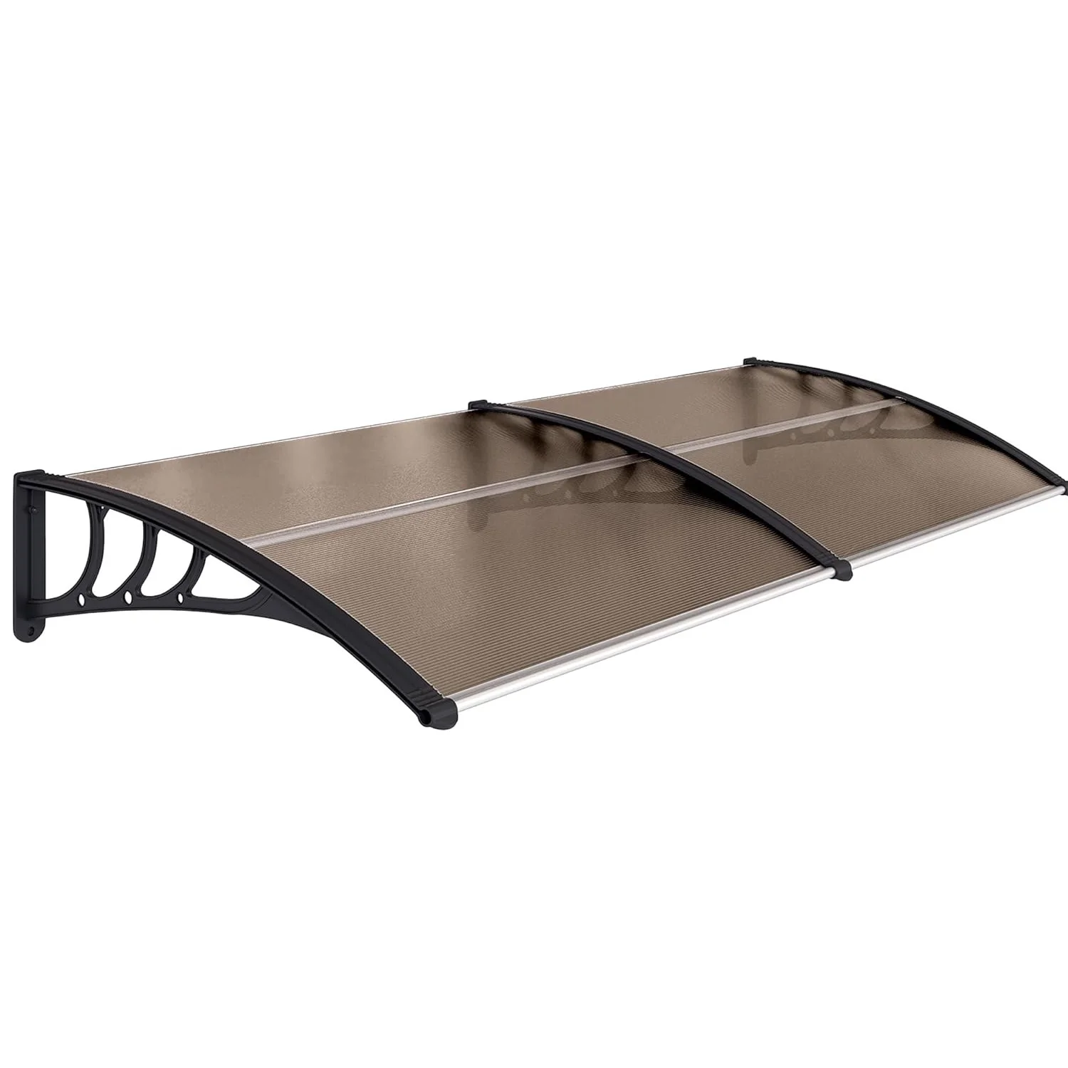 Image of Eingangstürvordach, Polycarbonat-Aluminium-Türüberdachung für den Außenbereich, langlebiger Dachschutz gegen Regen und UV-Strahlung für Terrasse, Balkon, Braun