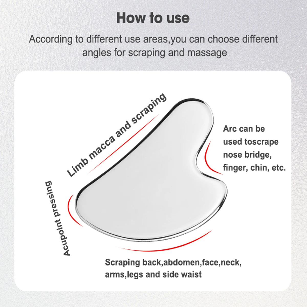 1pc gua sha ferramenta facial de aço inoxidável guasha massagem ferramenta natural universal facial prata metal gua sha placa beleza cuidados com a pele