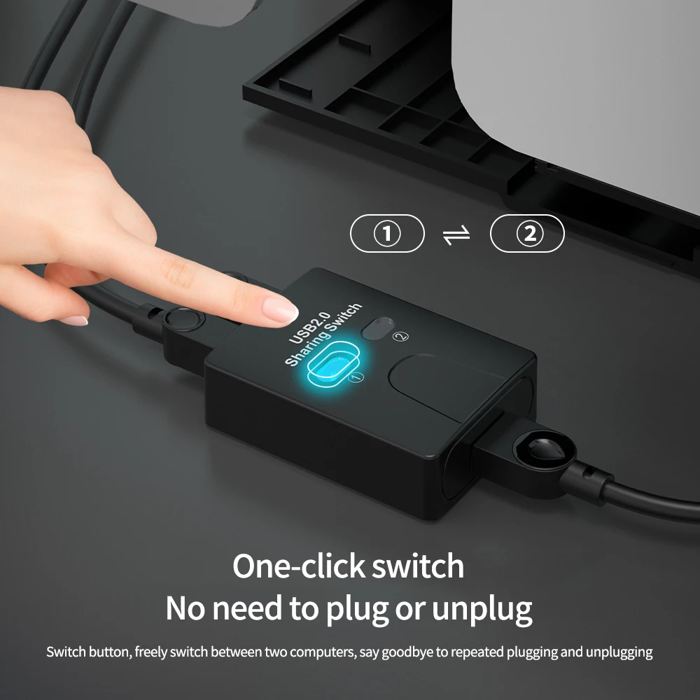 Manual USB Printer Sharing Device 2 in 1 Out Printer Sharing Switch 2-Port Manual KVM Switching Splitter Hub Converter