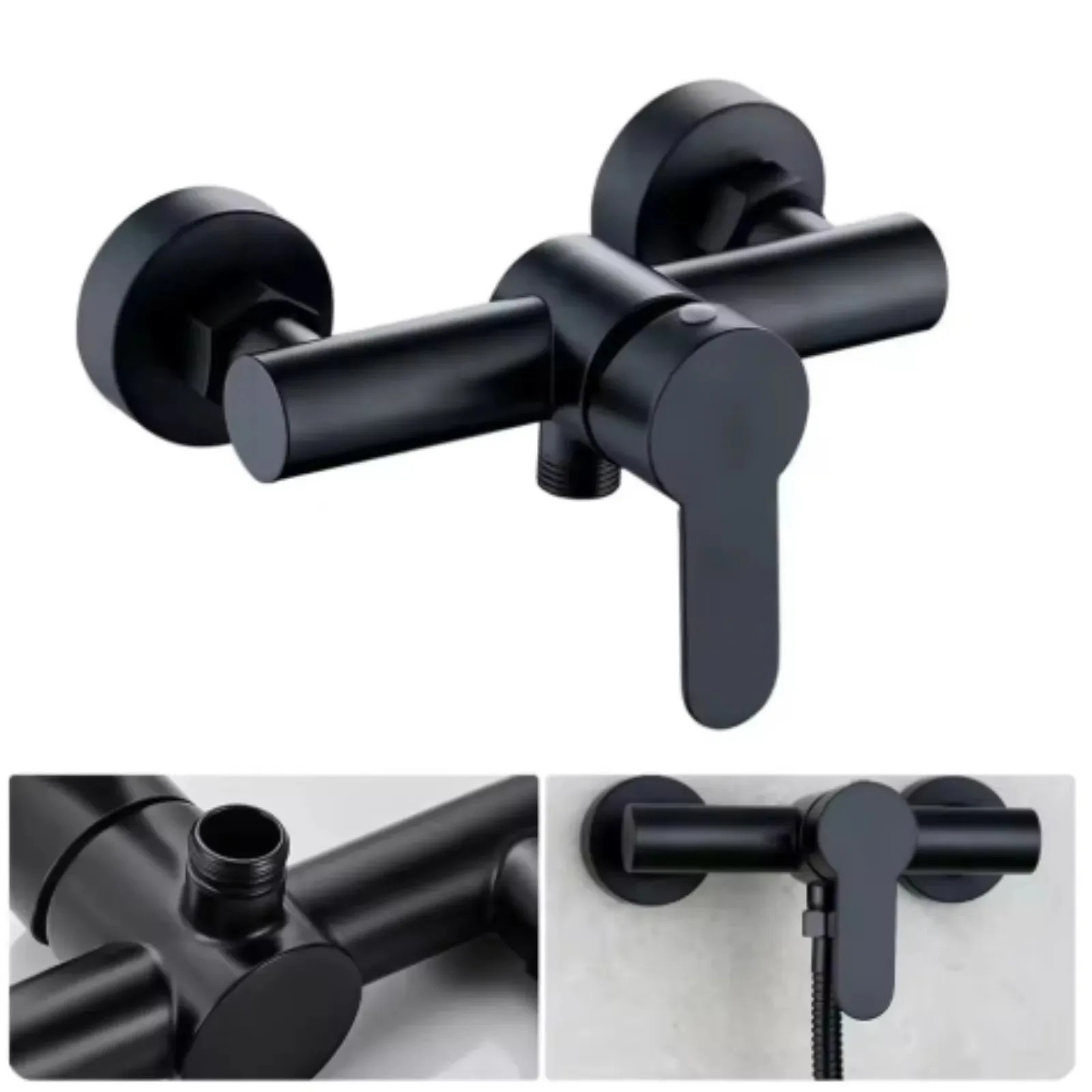 304 Stainless Steel Bathroom Shower Faucet Wall Mounted Triple Tub Faucet Hot and Cold Water Mixing Valve Faucet with G1/2 Inch