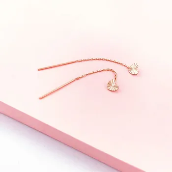 585 퍼플 골드 샤이닝 하트 짧은 체인 도금 여성용 크리에이티브 귀걸이, 14K 로즈 골드, 데일리 주얼리에 적합