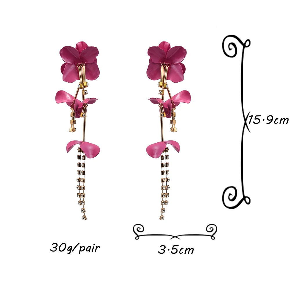 Bohemian Pink Flower Dangle Earrings For Women Fashion Elegant Handmade Earrings Wedding Jewelry Accessories Brincos