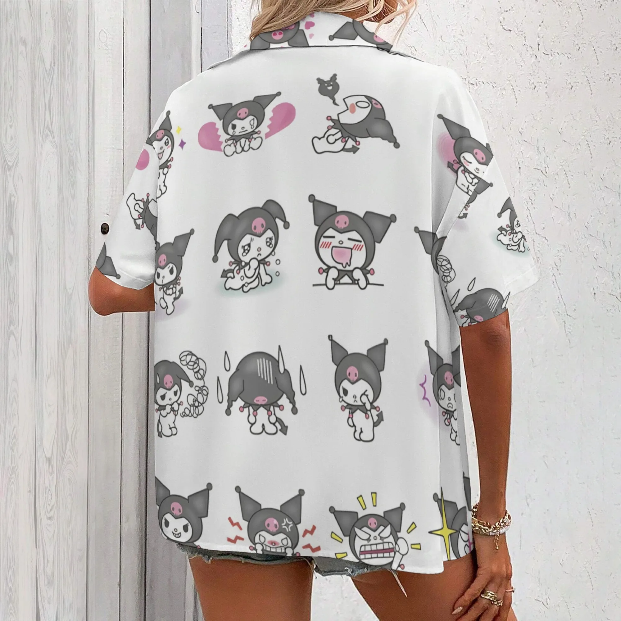 Kuromi camisa roxa comentários coreanos muitas roupas kuromi camisa feminina manga longa roupas femininas camiseta de grandes dimensões y2k meninas topo n