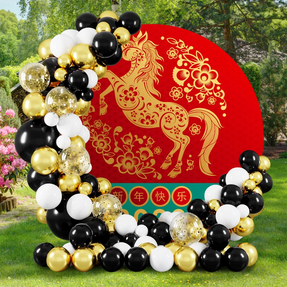 Latar Belakang Tahun Baru 2026 Penutup Latar Belakang Kertas Potongan Kuda Emas Bunga Tahun Kuda Cina Latar Belakang Foto Pesta Keluarga
