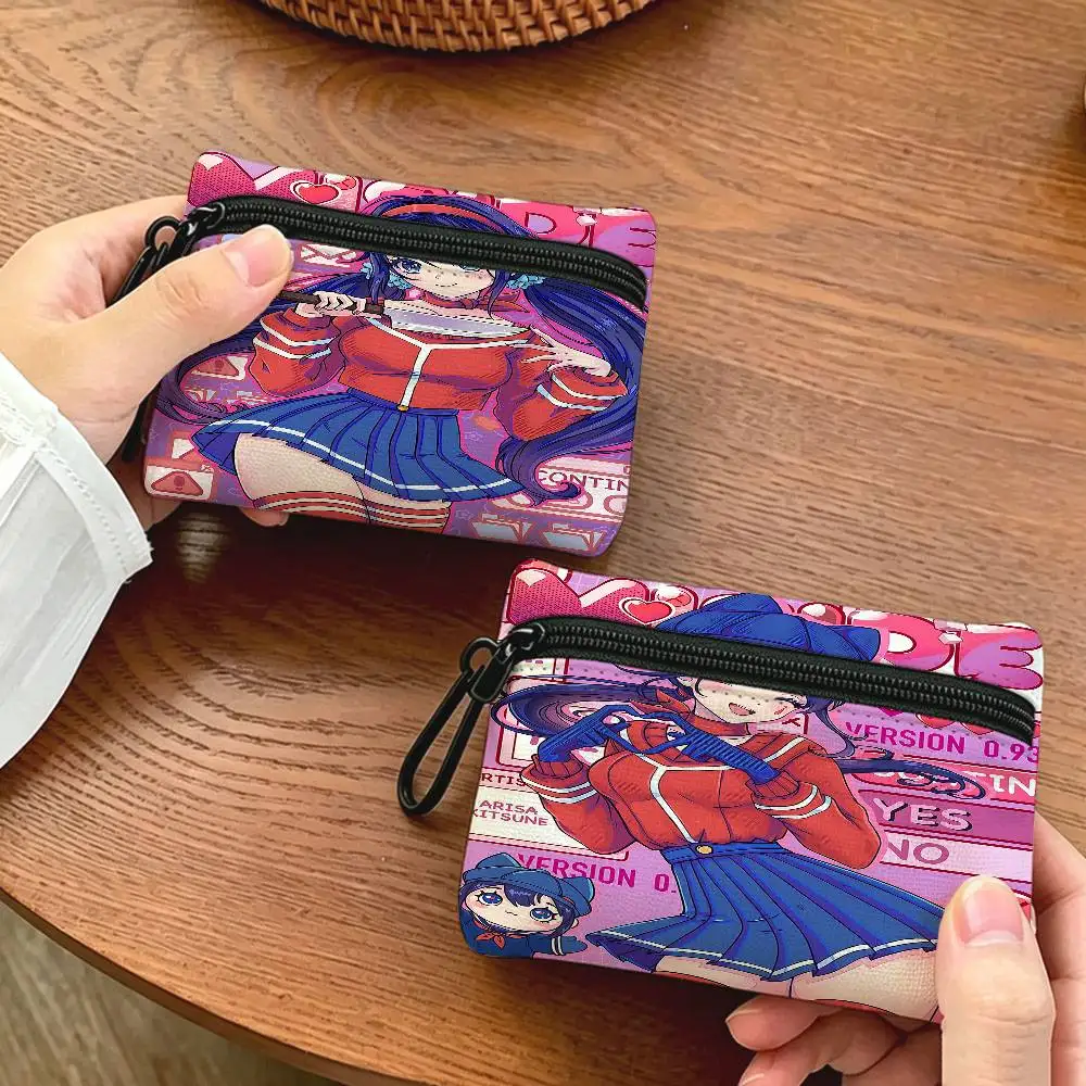 Game MiSide Lightweight Oxford Fabric Coin Purse Carabiner Hook Design Mini Card Key Organizer Bag