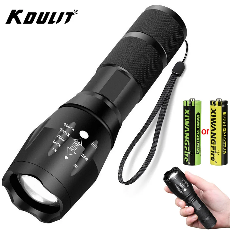 High Power T6 LED Flashlights Camping Torch 5 Light Modes Zoom Light Aluminum Alloys Waterproof Material External 18650 Battery