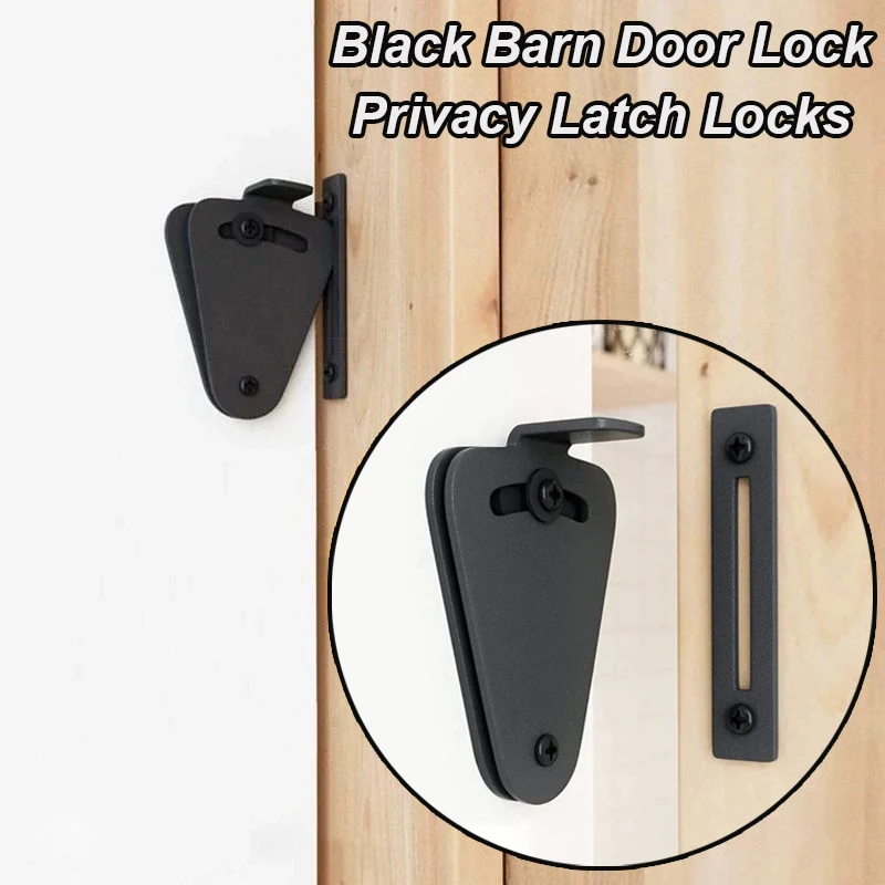 Black Barn Door Lock Privacy Latch Locks Stainless Steel Sliding Privacy Latch for Sliding Door Work for Pocket Doors Garage