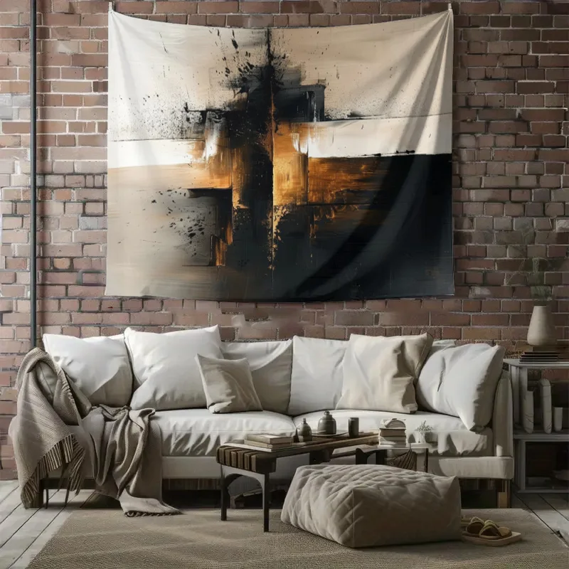 Ultra Modern Abstract Gold Splatter Grunge Wall Tapestry Luxury Canvas Art Hanging Decoration for Living Room Home Decor Canvas