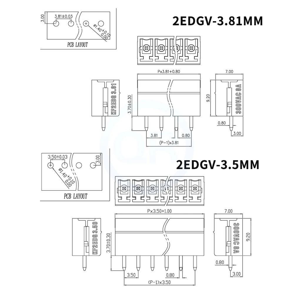 (10 pcs) KF 2EDGV 2EDGR 3.5mm 3.81mm Solder Terminal Block Straight Pin/Right Angle Solder Board Header 15EDGV 15EDGR 3.5 3.81