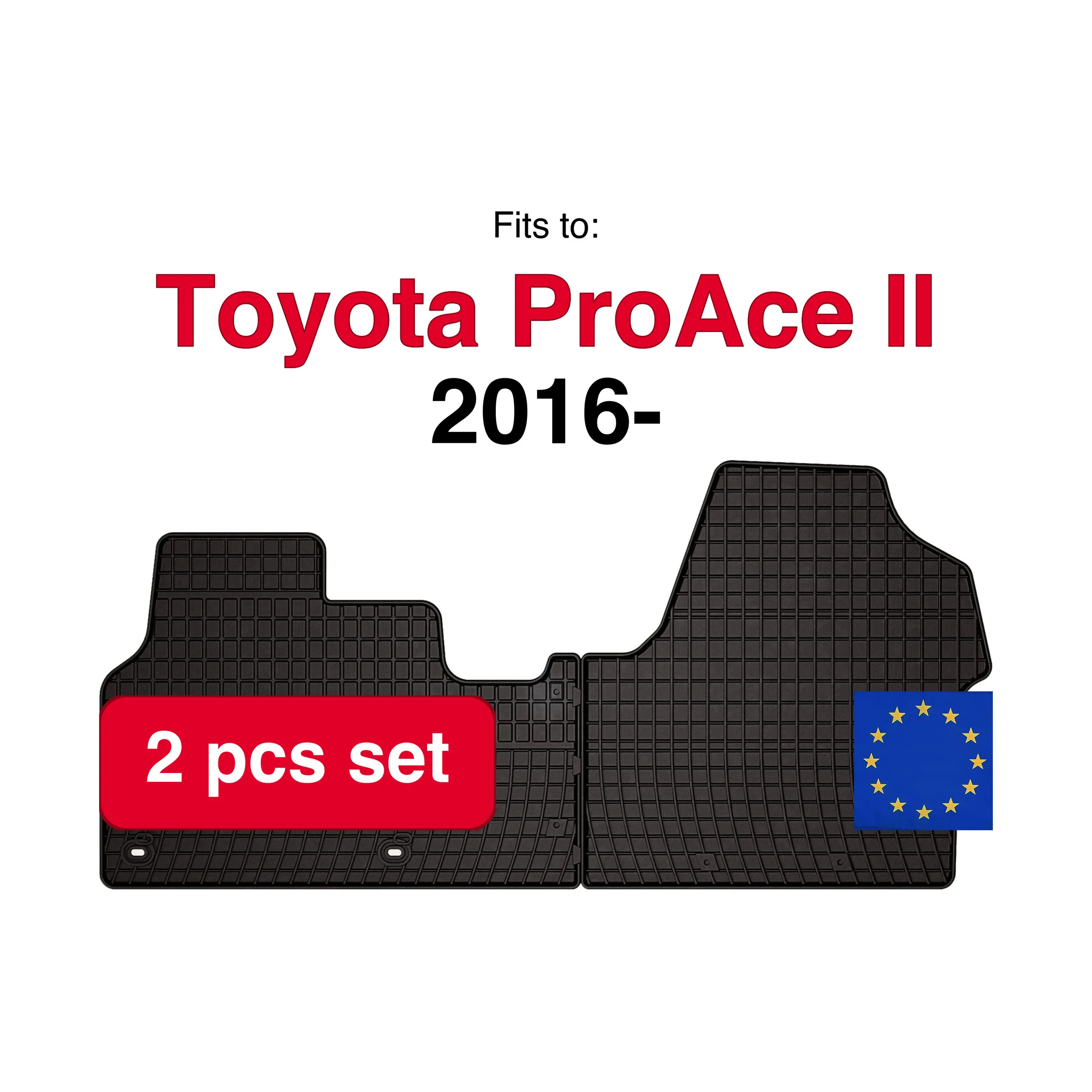 Rubberen automatten voor Toyota ProAce II delivery truck (2016-) -Zwart passend (2 stuks)